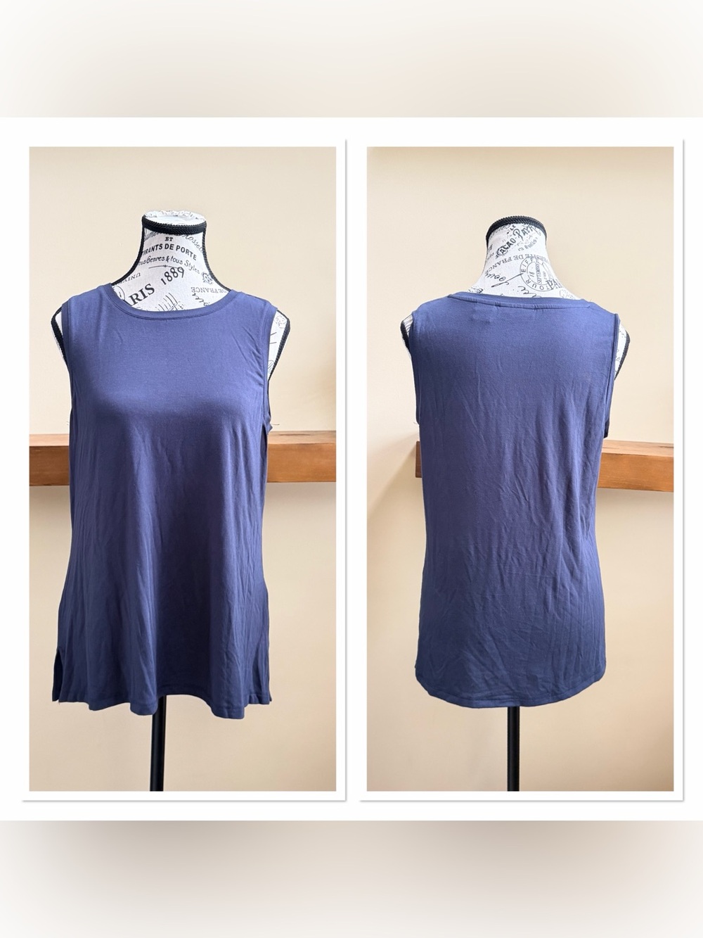 ADRIENNE VITTADINI Sleeveless Navy Lightweight Top